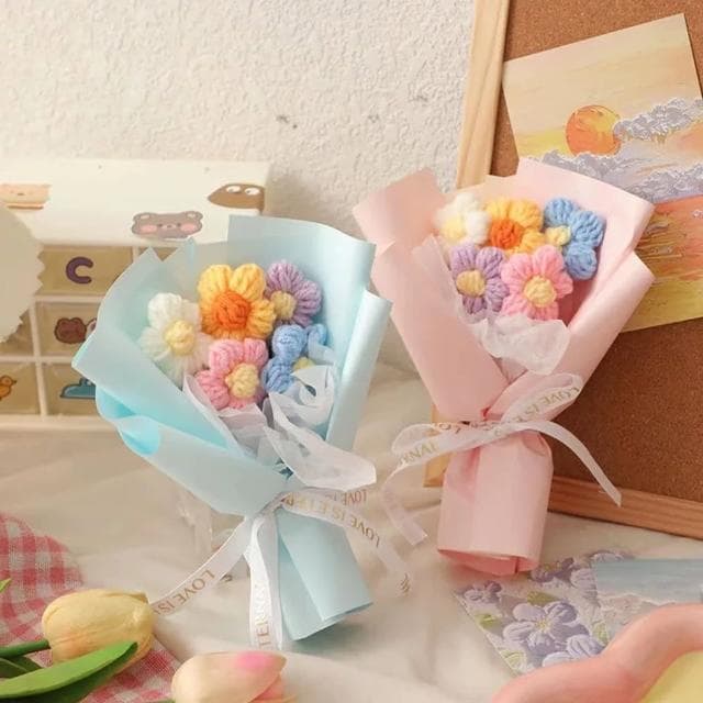 泡芙編織花小花束3束附提袋(生日 派對 母親節 情人節 求婚告白 七夕 畢業 謝師宴 送禮 小禮物 氣球 布置)