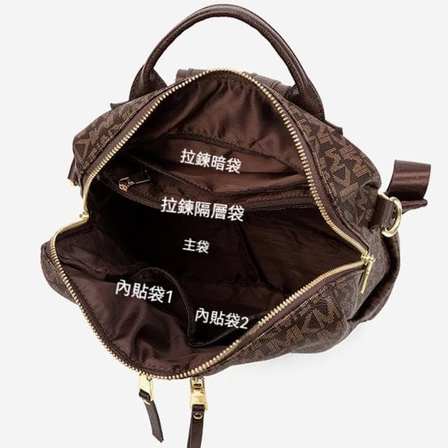 【KT DADA】大容量後背包 包包 後背包 單肩包 背包 老花包 生日禮物 雙肩包 復古包 女包 通勤包 黑色包包