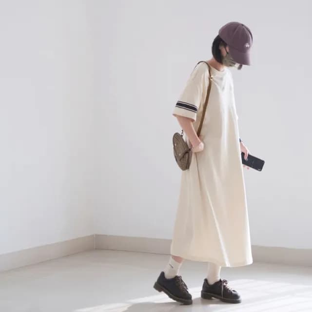 【橘魔法】車線背後數字短袖洋裝（大人賣場）(短袖 大人 連衣裙 連身裙 親子裝 女童 兒童 童裝)