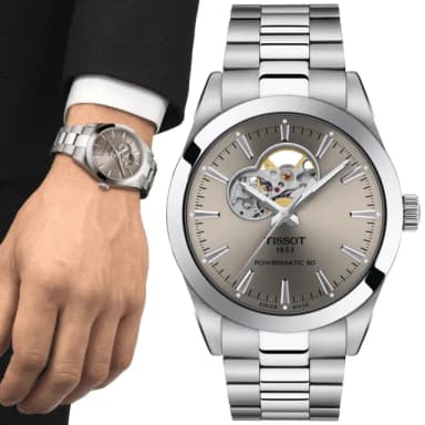 【TISSOT 天梭 官方授權】GENTLEMAN系列 開芯機械腕錶 畢業禮物 送禮 推薦(T1274071108100)