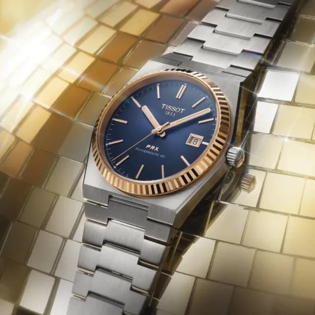 【TISSOT 天梭 官方授權】PRX系列 1970年代復刻 18K 機械腕錶 七夕 情人節 禮物 送禮 推薦(T9314074104100)