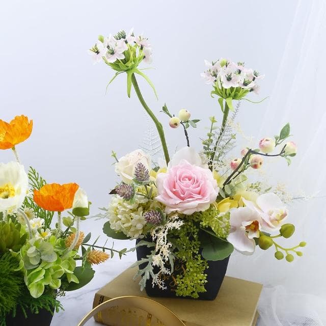 【HUGO DECO 榆果傢飾】粉玫瑰甜美風紙袋香氛花禮(擬真植物/人造盆栽/綠化/佈置/禮物)