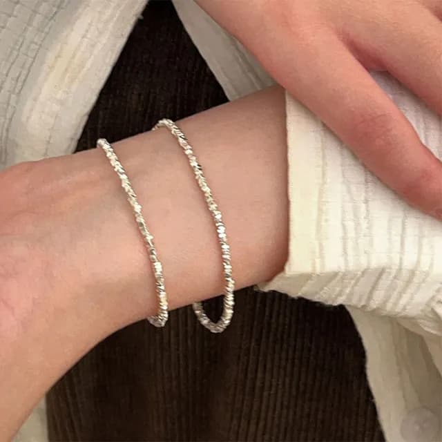 【MoonDy】情人節禮物 項鍊配 純銀配 女配件 多層次手鍊 正韓飾品 復古飾品 純銀手鍊 手鏈  銀飾 女生手鍊