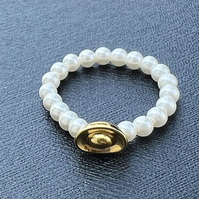 【Penny珮妮】黃金999珍珠彈力繩指環戒指3款可選(母親節 送女友 交換禮物  生日禮 情人節 尾牙 新年 結婚)