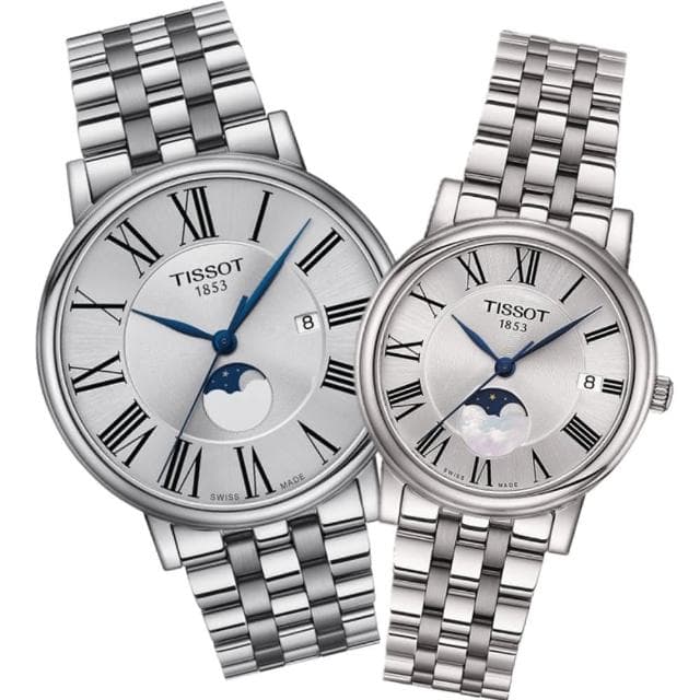【TISSOT 天梭 官方授權】簡約時尚月相對錶 母親節 禮物 推薦(T1224231103300/T1222231103300)