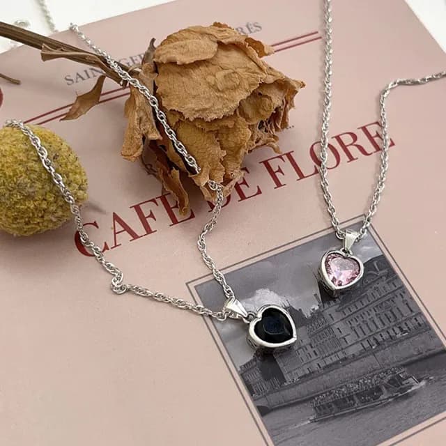 【MoonDy】女項鍊 鋯石項鍊 不掉色項鍊 女友生日禮物 愛心項鍊 小飾品 s925純銀項鍊 女生項鍊