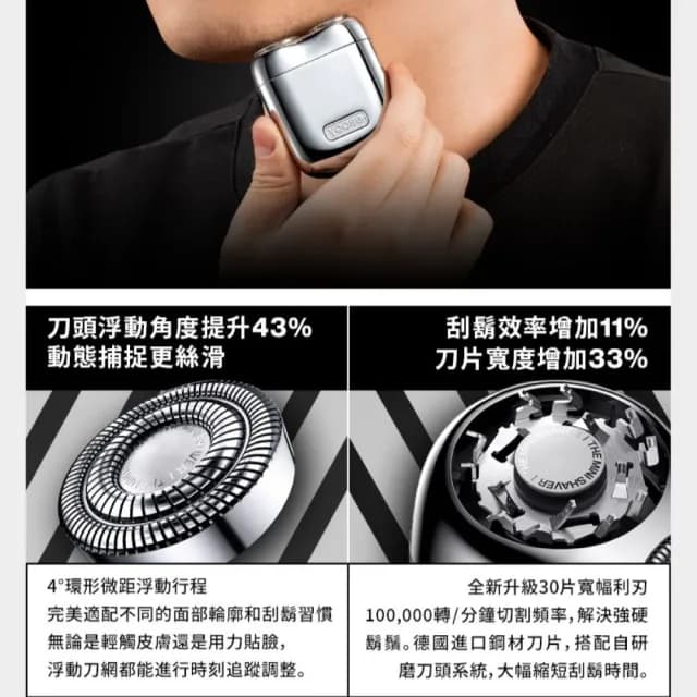 【yoose】MINI 2.0 全合金隨身電動刮鬍刀(自研雙環弧面刀網)
