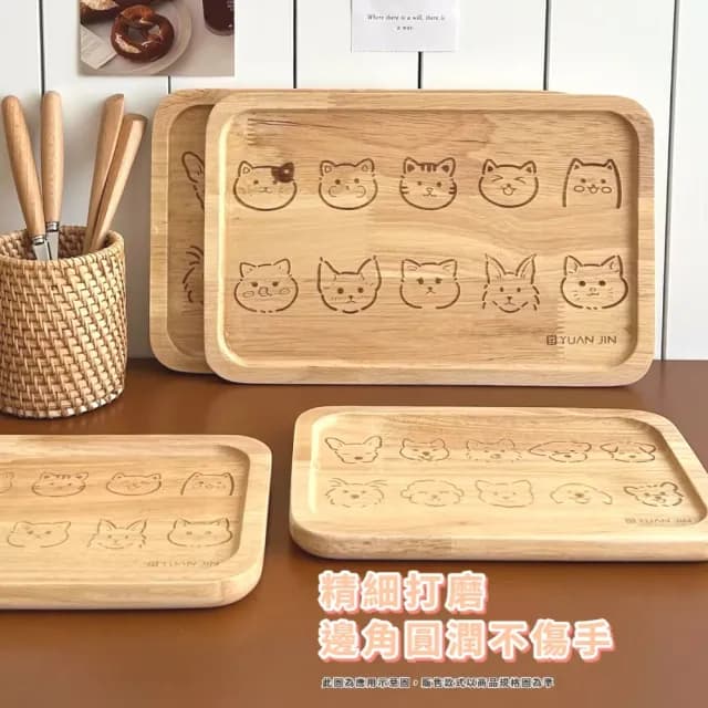 【歡迎光臨】ins風貓咪茶具托盤-2入(餐盤 底盤 蛋糕盤 茶盤 點心盤 隔熱墊 收納盤 置物盤)