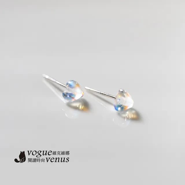 【維克維娜】炫彩琉璃愛心925純銀耳環