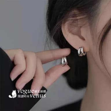 【維克維娜】雙層寬圈易扣式925純銀耳環