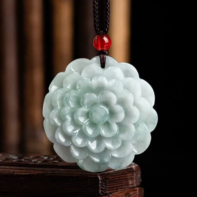 【Penny珮妮】緬甸A貨翡翠牡丹項鍊吊墜毛衣鍊(母親節 交換禮物  生日禮 情人節 尾牙 新年 結婚)