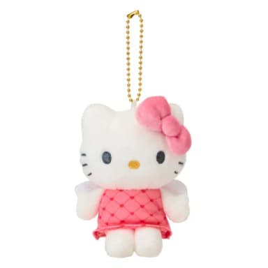 【小禮堂】母親節禮物 Sanrio 三麗鷗 Hello Kitty 絨毛玩偶吊飾 深粉衣天使 變裝50週年(平輸品)