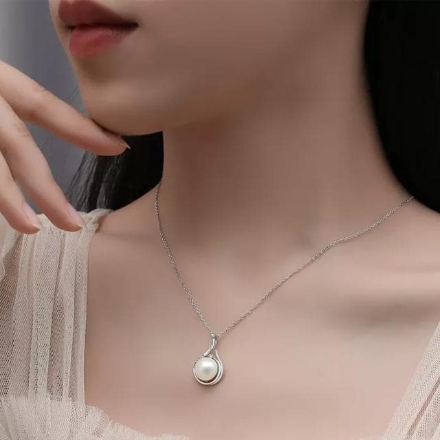 【MoonDy】S925純銀項鍊 女生項鍊 珍珠項鍊女 鎖骨項鍊  天然珍珠項鍊 抗過敏項鍊  一週年禮物