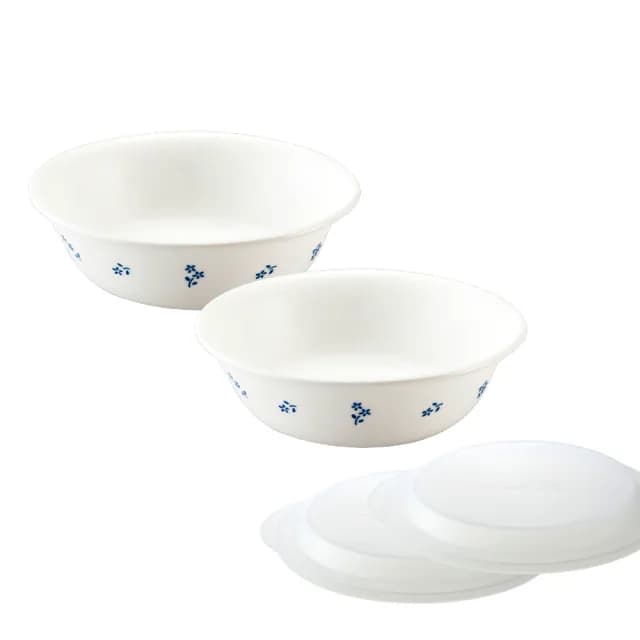 【CorelleBrands 康寧餐具】古典藍4件式餐盤組(500ml湯碗x2+6吋蓋x2)