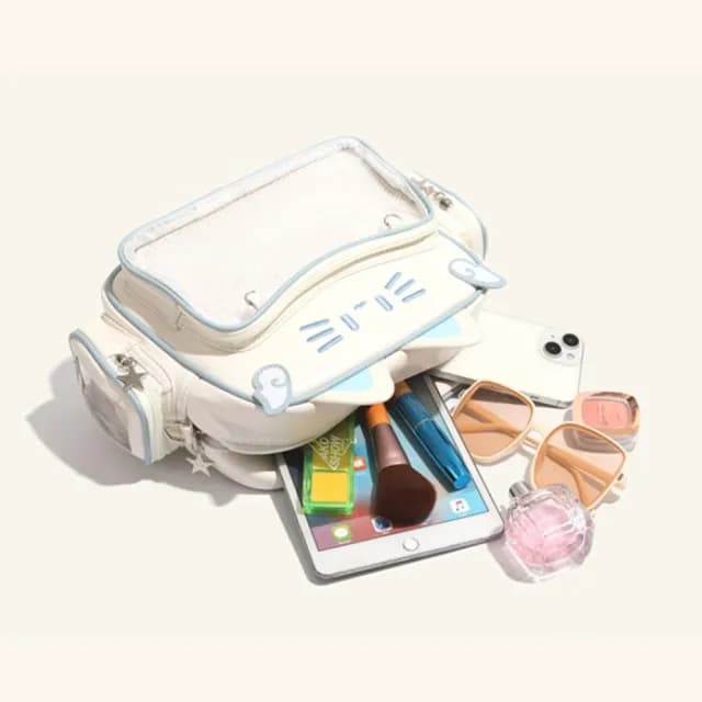 【y2k迷你】機械貓咪雙肩包(後背包 娃包 書包 肩背包 痛包 側肩包 演唱會 二次元周邊 生日