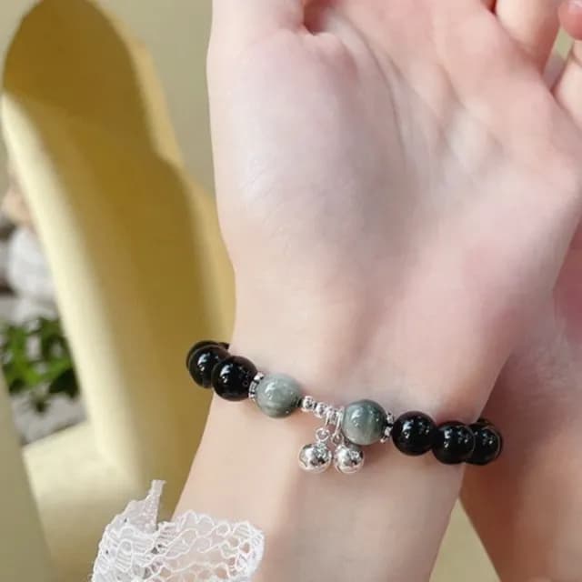 【Penny珮妮】心有所響鈴噹黑曜石手鍊8mm(母親節 送女友 交換禮物  生日禮 情人節 尾牙 新年 結婚)