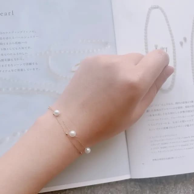 【City Diamond 引雅】『星河』18K日本AKOYA珍珠黃K金雙層手鍊(東京Yuki系列)