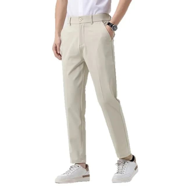 【米蘭精品】現貨+預購 男商務西裝褲修身西裝褲直筒機能免燙(男長褲休閒彈力抗皺父親節禮物3色74kn51)