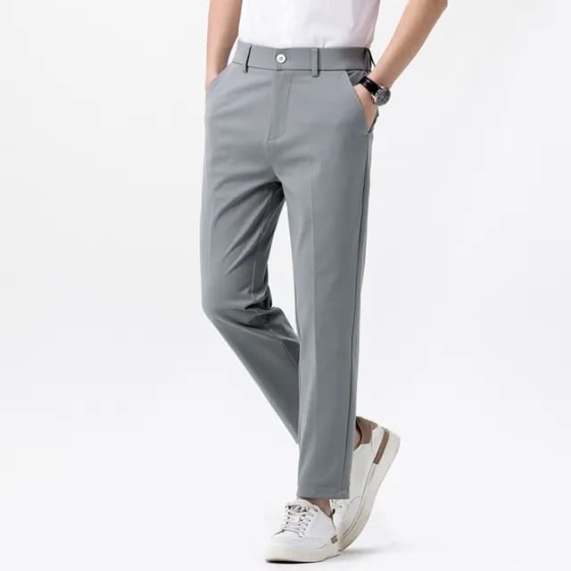【米蘭精品】現貨+預購 男商務西裝褲修身西裝褲直筒機能免燙(男長褲休閒彈力抗皺父親節禮物3色74kn51)