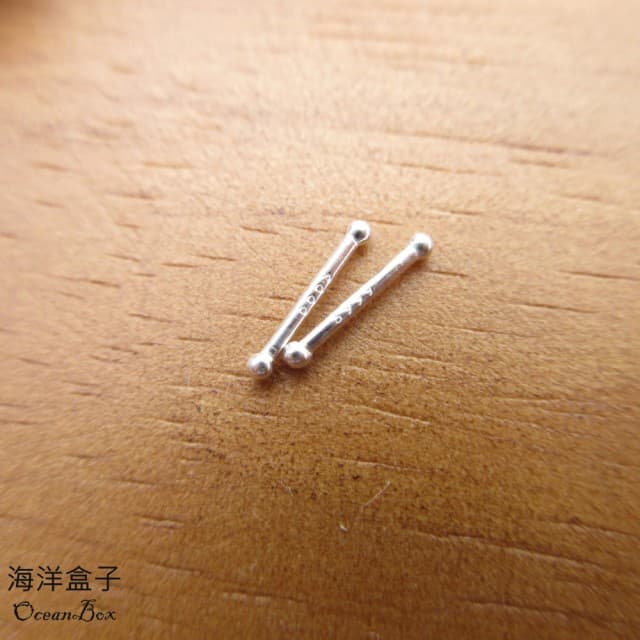 【海洋盒子】6mm。耳針長立體亮面雙頭小圓球999純銀耳環(耳骨.多耳洞免後扣.防止密合)