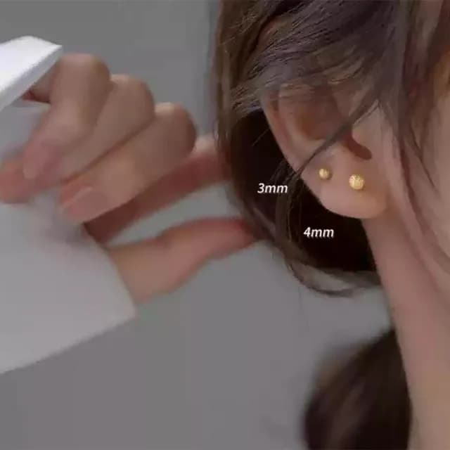 【維克維娜】霧面圓珠點綴925純銀耳環