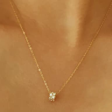 【CReAM】母親節禮物 Aura純銀鍍14K金色銀色幸運轉運鑲崁亮鑽金色女項鍊(生日 禮物 送禮 禮盒)