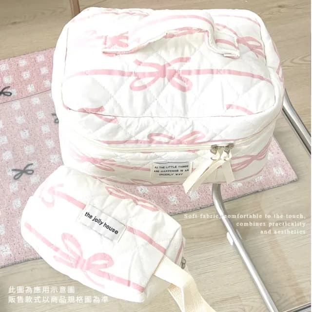 【收納一包】可愛蝴蝶結化妝包(保養品 旅行包 洗漱包 手提包 化妝品 手拿包 置物包)