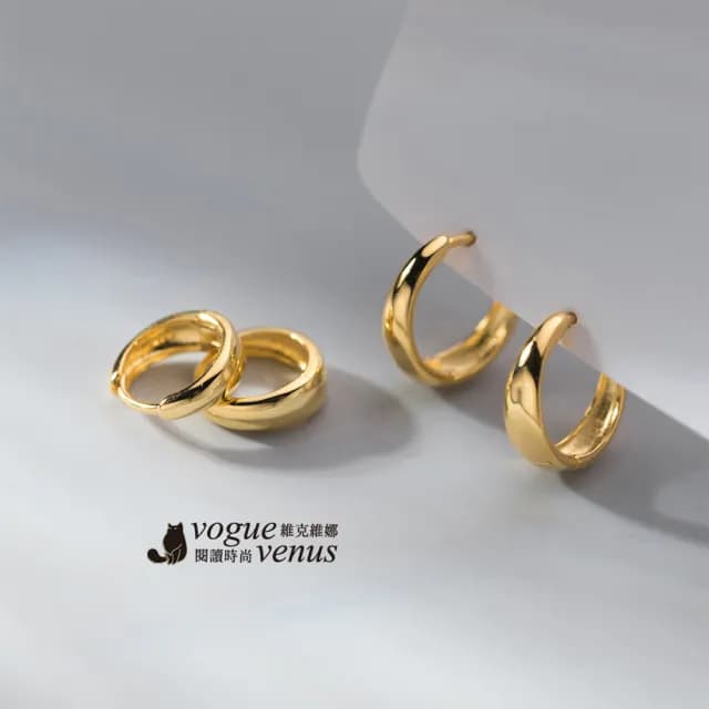 【維克維娜】寬版水滴亮面易扣式925純銀耳環