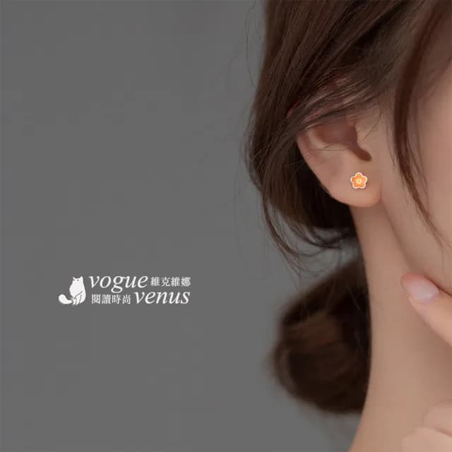 【維克維娜】彩色小花925純銀耳環