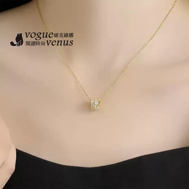 【維克維娜】水鑽轉運滾輪925純銀項鍊