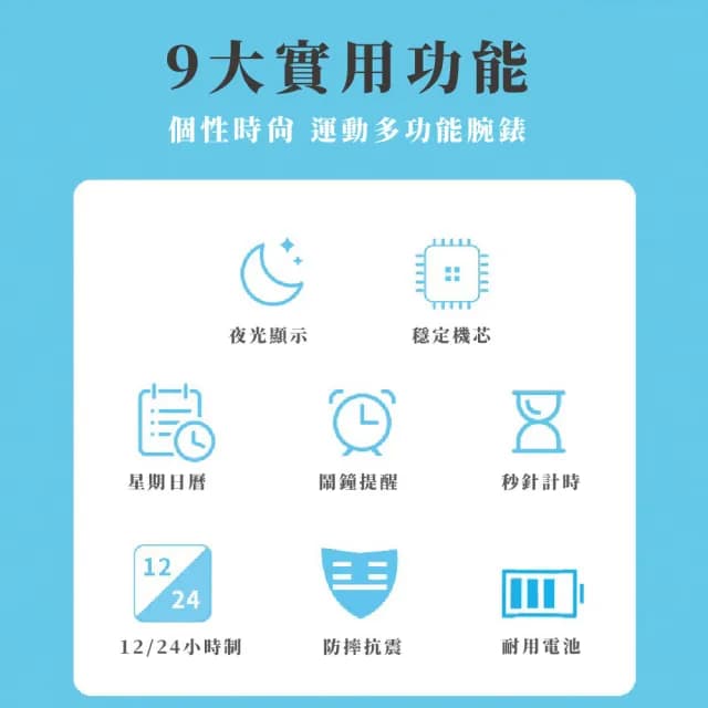 【酷帥錶帶】多功能潮流電子手錶(夜光錶 鬧鐘 日期 休閒錶 兒童錶 國中生 高中生 女錶 男錶 腕錶 運動)