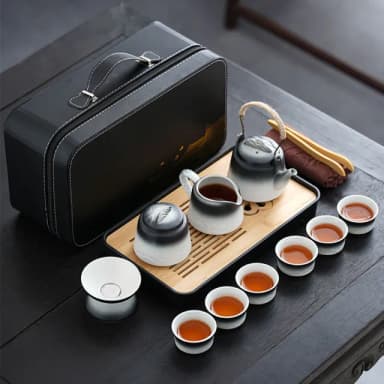 【TEA Dream】日式高質感古燒山巖旅行茶具組套裝(旅行泡茶組 露營茶具組 長輩禮物 男生禮物)