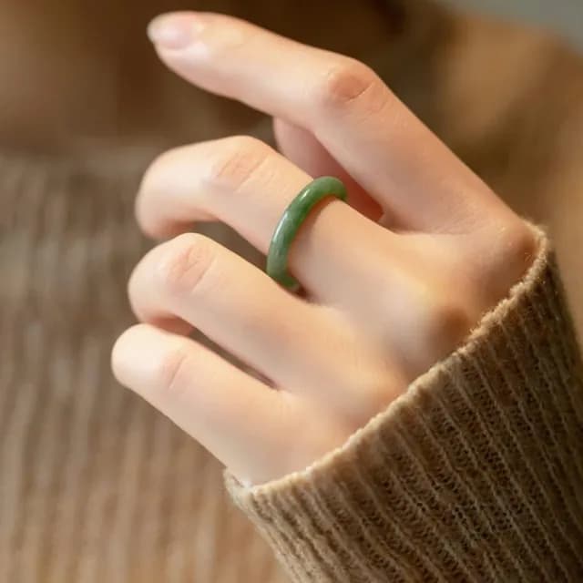 【Penny珮妮】翡翠A貨豆種戒指指環4尺寸可選(母親節 交換禮物  生日禮 情人節 尾牙 新年 結婚)
