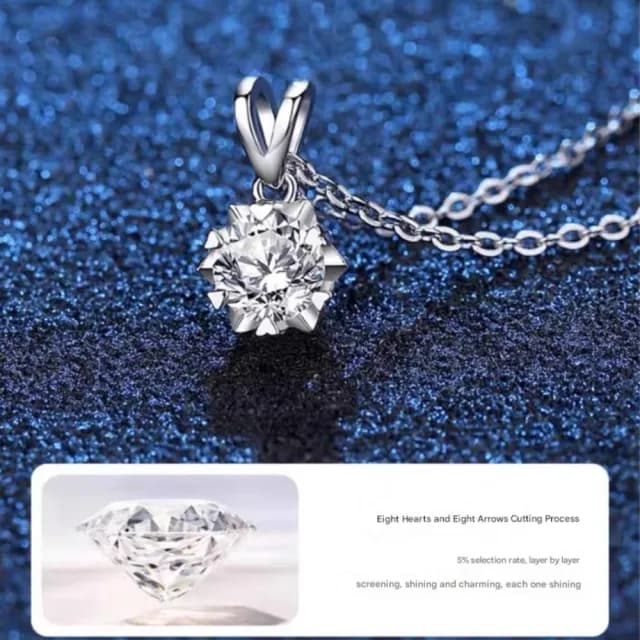 【珀緹雅】冰雪之戀1克拉雪花純銀項鍊(1克拉925純銀 冰雪之戀 雪花項鍊 莫桑鑽 水鑽 仿真鑽)