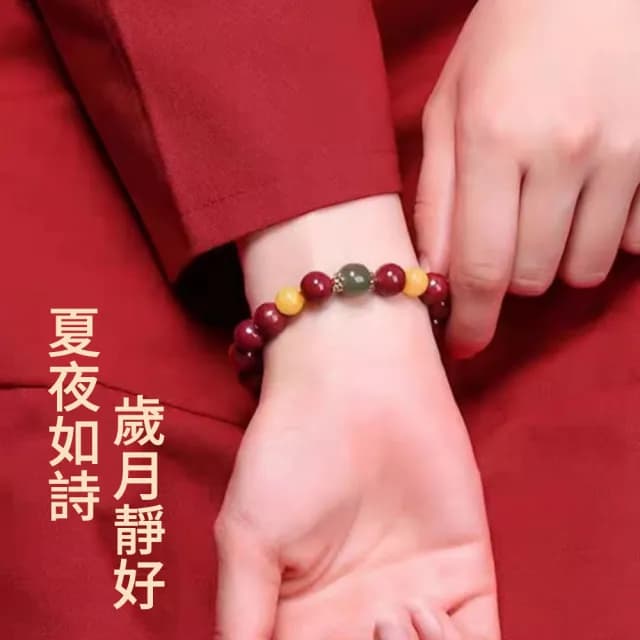 【Dioi 珠寶】雙11限定 天然硃砂手串 蜜蠟紫金砂手串 和田玉手鍊 飾品 10mm(招財開運/吉祥如意)