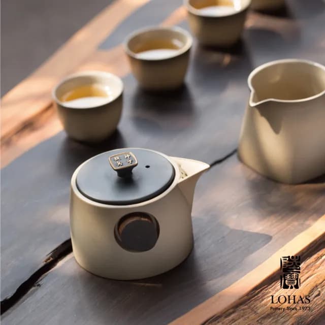 【LohasPottery 陸寶】快雪時晴茶組  潑墨效果 一壺一海六杯(陶瓷茶具  功夫茶具  品  茗杯組 茶具禮盒)