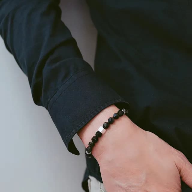 【BLUMA】父親節禮物 男生水晶手鏈 避邪 金曜石曠野純銀手鍊(招財水晶串珠 防小人 個性時尚 男士禮物 男生
