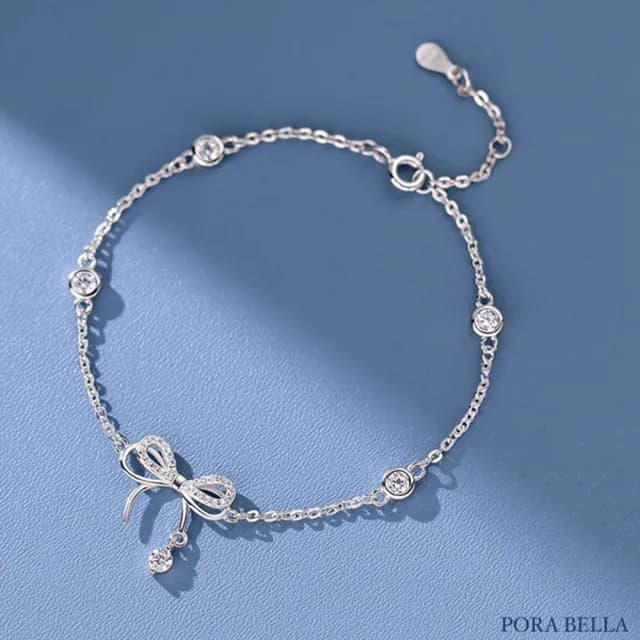 【Porabella】S999純銀靈動蝴蝶結手鍊 蝶夢鏈墜手鍊 輕奢百搭 閨蜜情侶生日禮物 純銀手鍊 Bracelet