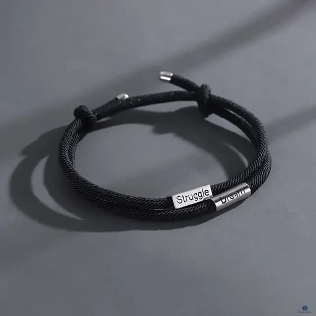 【Porabella】S925純銀勵志手鍊 潮男雙層手繩 中性黑色個性編織手繩 送男友 情人節禮物 Bracelets