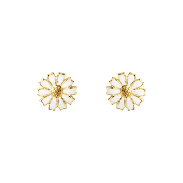 【Georg Jensen 官方旗艦店】DAISY 耳釘 - 線上獨賣款(18K黃金電鍍純銀 白瓷琺瑯)