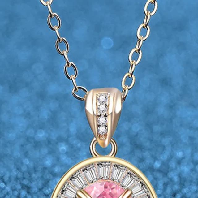 【KT DADA】純銀項鍊 吊飾 鎖骨鏈 銀飾 藍色項鏈 項鍊 女生項鍊 韓國飾品 禮物 吊墜 925 粉紅色