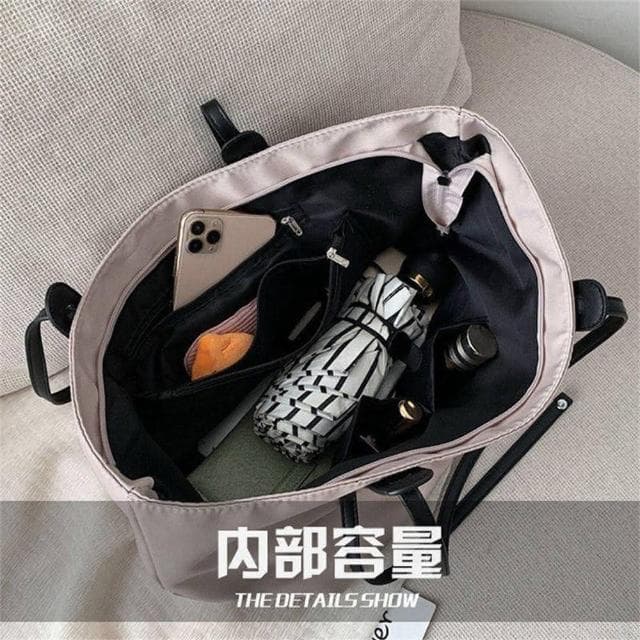 【MoonDy】母親節禮物 女生包包 手提包 肩背包 黑色  包包女 日系包包  尼龍包 防水 托特包 女包 防水包 大