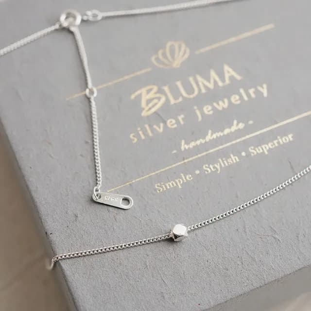 【BLUMA】方塊純銀項鏈 白晝方形純銀項鍊 鎖骨練(925純銀飾品 女生生日情人節禮物 )