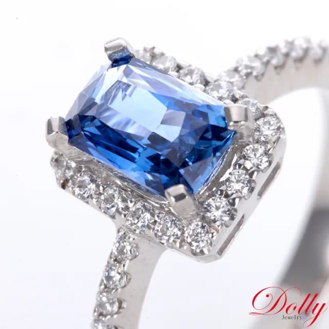 【DOLLY】1克拉 無燒斯里蘭卡艷彩矢車菊蘭藍寶石18K金鑽石戒指-013(母親節 長輩送禮 交換禮物首選)