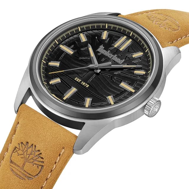 【Timberland】天柏嵐 NORTHBRDIGE系列 經典大樹大三針手錶-黑/45mm 禮物 送禮 推薦(TDWGB0041204)