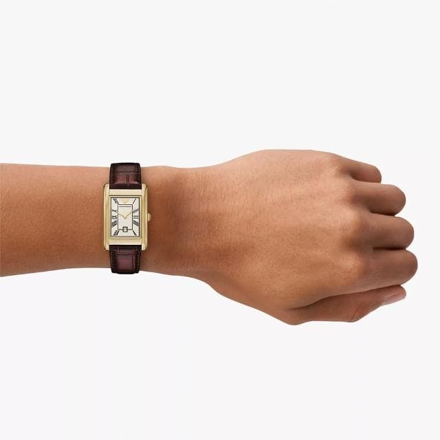 【EMPORIO ARMANI】亞曼尼 復古方形日期手錶-25mm 母親節 送禮 禮物(AR11665)