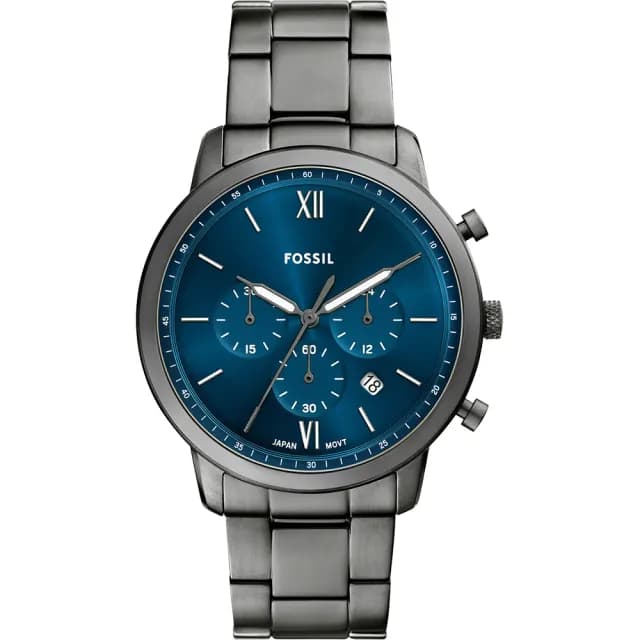 【FOSSIL】Neutra 復古紳士計時手錶-灰x藍/44mm 禮物 送禮 推薦(FS6111)