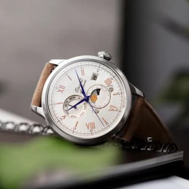 【ORIENT 東方錶】Sun & Moon 系列 75週年限量晝夜顯示機械錶 男錶-41.5mm(RA-AK0808S 送禮推薦)