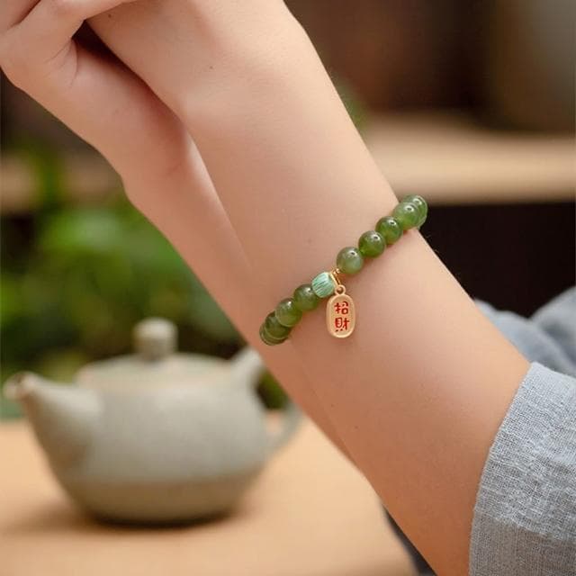 【MoonDy】和田玉手串 水晶手串 玉珠手串 百搭飾品 招財納福 保平安 手鍊 佛珠 玉手鍊 禮物