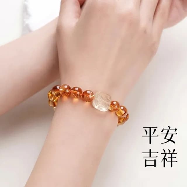 【米蘭精品】情人節禮物 黃水晶手鍊手繩女手珠平安擋煞防小人轉運淨化招財開運(扎基拉姆虎眼石74kj13)